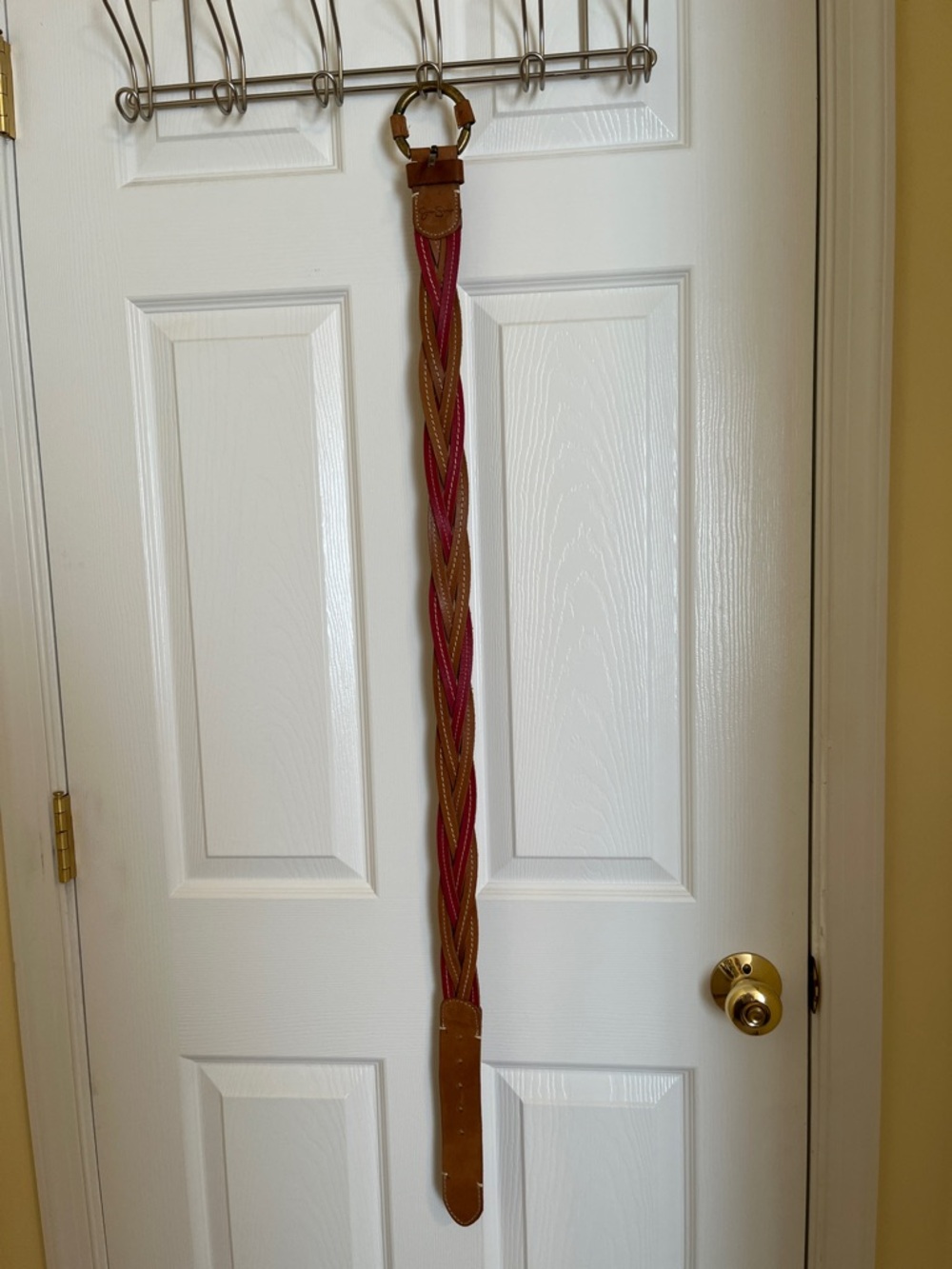 Jessica Simpson Braided Leather Belt in Brown and Red